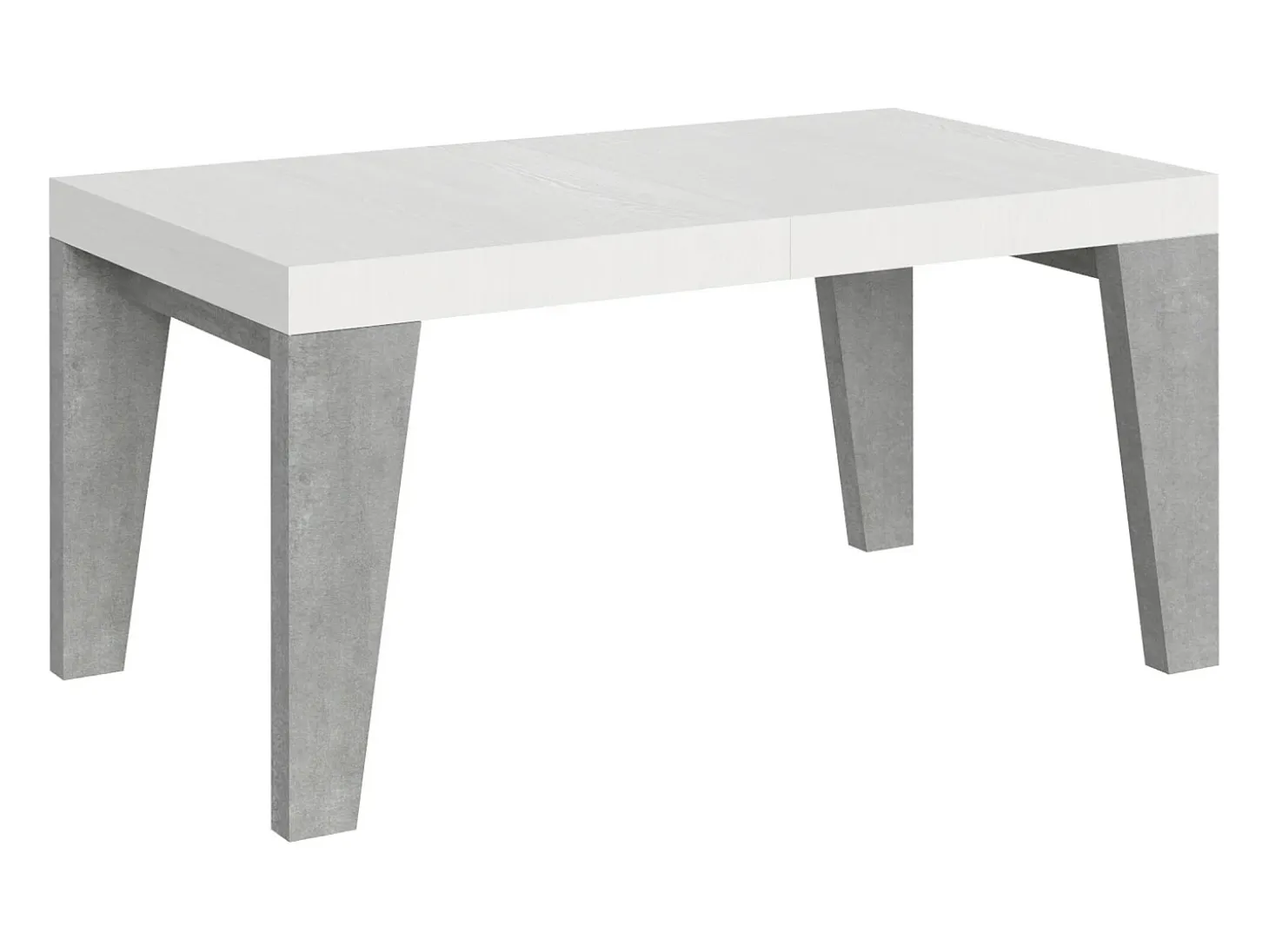 Mesa extensible 90x160/264 cm Naxy Mix Tapa fresno blanco - Patas cemento