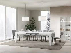 Mesa extensible 200/460x90 cm Naxy fresno blanco