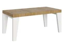 Mesa extensible 90x180/284 cm Naxy Mix Tapa Roble Nature - Patas Fresno Blanco