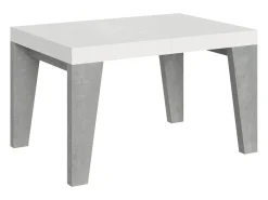 Mesa extensible 90x130/390 cm Naxy Mix Tapa fresno blanco - Patas cemento