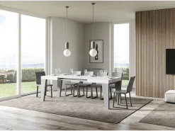 Mesa extensible 90x130/390 cm Naxy Mix Tapa fresno blanco - Patas cemento
