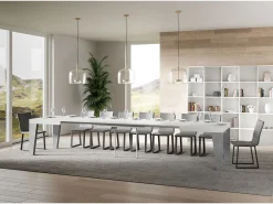 Mesa extensible 90x130/390 cm Naxy Mix Tapa fresno blanco - Patas cemento
