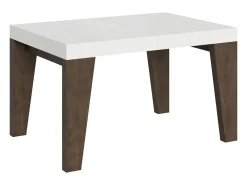 Mesa extensible 90x130/390 cm Naxy Mix Tapa fresno blanco - Patas nogal