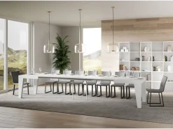 Mesa extensible 140/400x90 cm Naxy fresno blanco