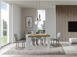 Mesa extensible 90x130/234 cm Naxy Mix Tapa Roble Nature - Patas Fresno Blanco