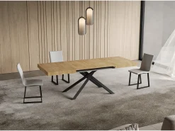 Mesa extensible 90x130/234 cm Niket roble natural patas antracita
