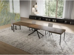 Mesa extensible 90x160/420 cm Niket Nogal patas Antracita