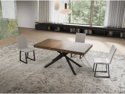 Mesa extensible 90x160/420 cm Niket Nogal patas Antracita