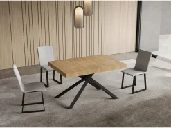 Mesa extensible 90x140/400 cm Niket Roble Natural patas Antracita