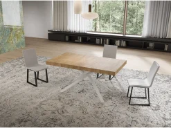 Mesa extensible 90x160/264 cm Niket roble natural patas blanca