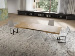 Mesa extensible 90x160/264 cm Niket roble natural patas blanca