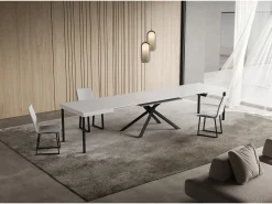 Mesa extensible 90x120/380 cm Niket Fresno Blanco patas Antracita