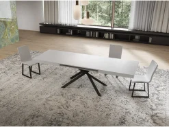 Mesa extensible 90x160/420 cm Niket Fresno Blanco patas Antracita