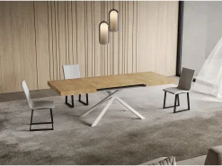 Mesa extensible 90x130/234 cm Niket roble natural patas blanca
