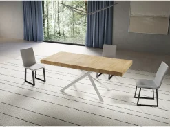 Mesa extensible 90x200/304 cm Niket roble natural patas blanca