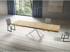Mesa extensible 90x200/304 cm Niket roble natural patas blanca