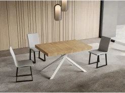 Mesa extensible 90x120/224 cm Niket roble natural patas blanca