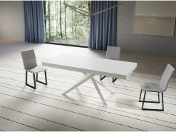 Mesa extensible 90x180/440 cm Niket Fresno Blanco patas blanco