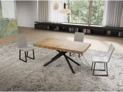 Mesa extensible 90x160/420 cm Niket Roble Natural patas Antracita