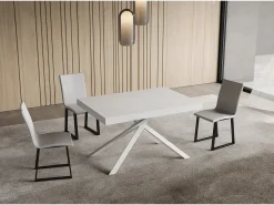 Mesa extensible 90x120/380 cm Niket Fresno Blanco patas blanco