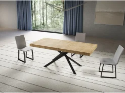 Mesa extensible 90x180/284 cm Niket roble natural patas antracita