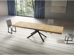 Mesa extensible 90x180/284 cm Niket roble natural patas antracita