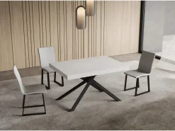 Mesa extensible 90x140/244 cm Niket fresno blanco patas antracita
