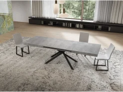 Mesa extensible 90x160/420 cm Niket Cemento patas Antracita