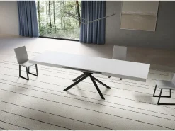Mesa extensible 90x180/440 cm Niket Fresno Blanco patas Antracita