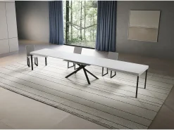Mesa extensible 90x180/440 cm Niket Fresno Blanco patas Antracita