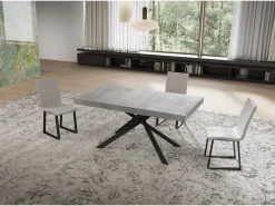 Mesa extensible 90x160/264 cm Niket cemento patas antracita
