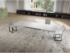 Mesa extensible 80x160/244 cm Niket fresno blanco patas blanca