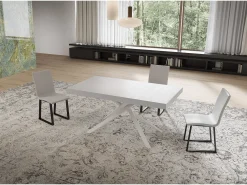 Mesa extensible 80x160/244 cm Niket fresno blanco patas blanca