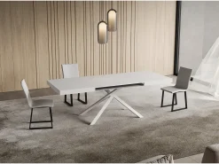 Mesa extensible 90x120/224 cm Niket fresno blanco patas blanca