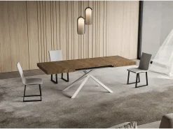 Mesa extensible 90x140/400 cm Niket Nogal patas blanco
