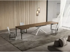 Mesa extensible 90x140/400 cm Niket Nogal patas blanco