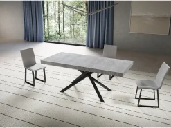 Mesa extensible 90x200/460 cm Niket Cemento patas Antracita