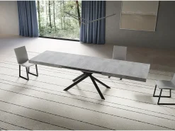Mesa extensible 90x200/460 cm Niket Cemento patas Antracita