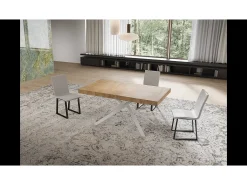 Mesa extensible 80x160/244 cm Niket nogal patas blanca