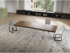 Mesa extensible 80x160/244 cm Niket nogal patas blanca