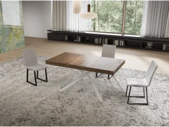 Mesa extensible 80x160/244 cm Niket nogal patas blanca