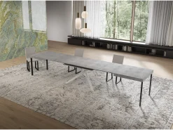 Mesa extensible 90x160/420 cm Niket Cemento patas blanco