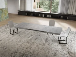 Mesa extensible 90x160/420 cm Niket Cemento patas blanco