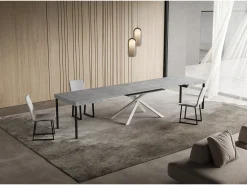 Mesa extensible 90x140/400 cm Niket Cemento patas blanco