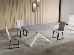 Mesa extensible 90x140/400 cm Niket Cemento patas blanco