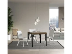 Mesa extensible 90x90/246 cm Paxon Premium gris paloma patas antracita