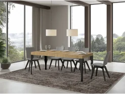 Mesa extensible 90x140/400 cm Paxon Premium Roble Natural estructura Antracita