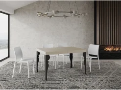 Mesa extensible 120/204x80 cm Paxon cachemira patas antracita