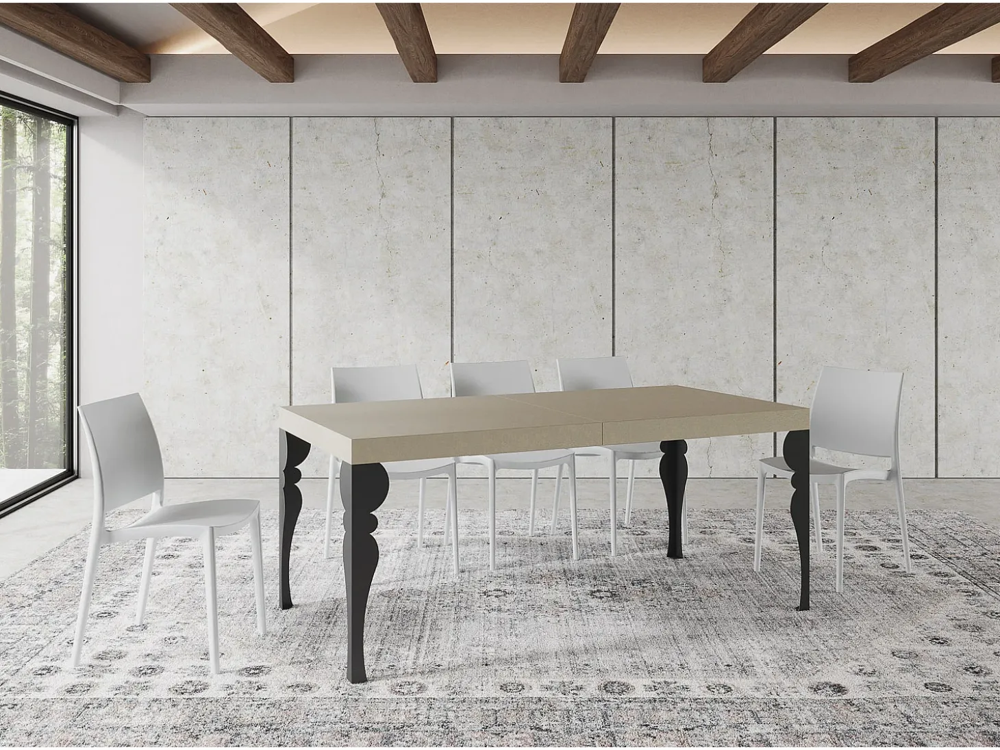 Mesa extensible 200/460x90 cm Paxon cachemira patas antracita