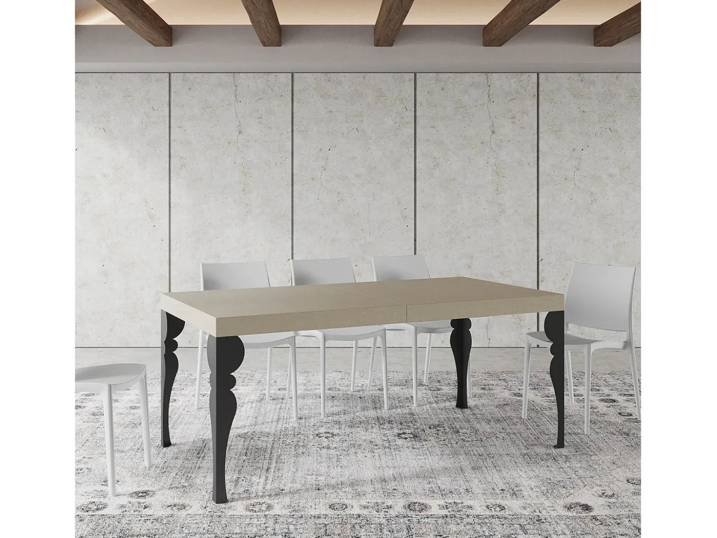 Mesa extensible 200/460x90 cm Paxon cachemira patas antracita